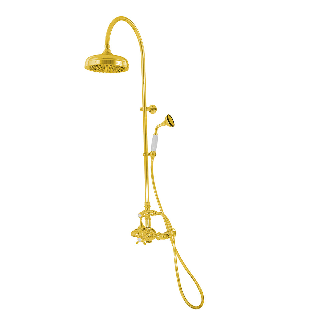 Exposed Thermostatic Shower System Wall Mounted with 1.75GPM Handshower and Lever/Cross Handles