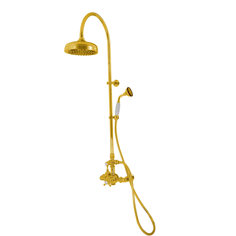Exposed Thermostatic Shower System Wall Mounted with 1.75GPM Handshower and Lever/Cross Handles