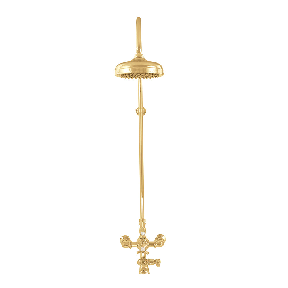 Exposed Thermostatic Shower System Wall Mounted with 1.75 GPM Lever/Cross Handles