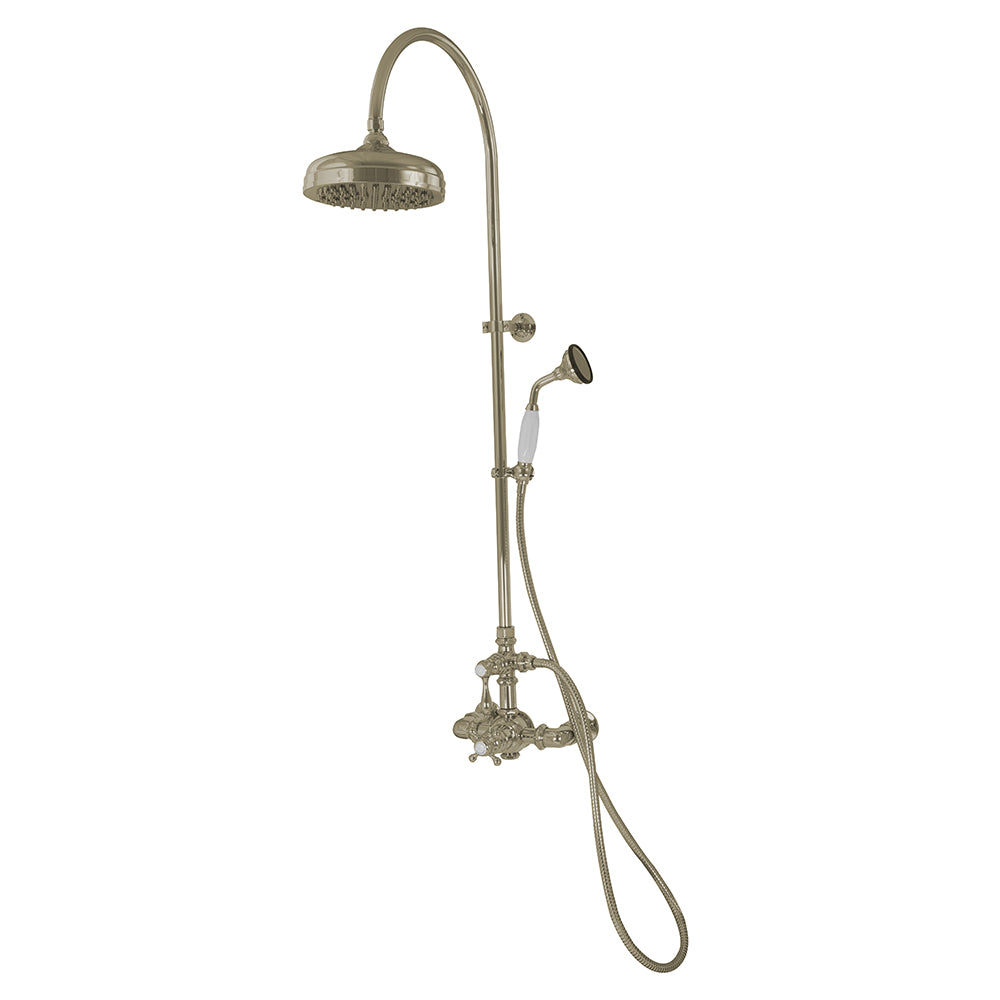 Exposed Thermostatic Shower System Wall Mounted with 1.75GPM Handshower and Lever/Cross Handles