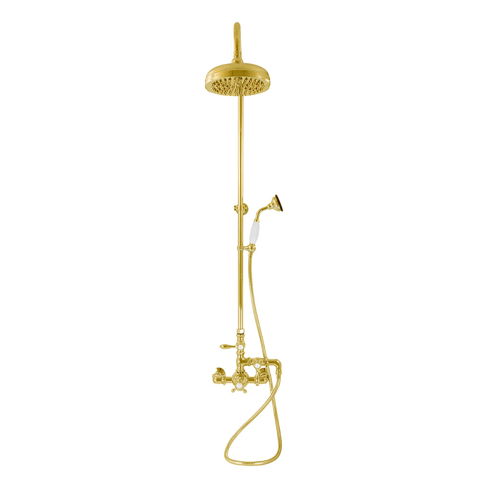 Exposed Thermostatic Shower System Wall Mounted with 1.75 GPM Handshower and Lever Handles