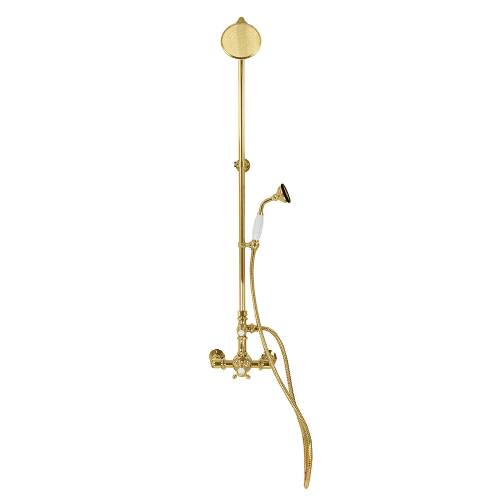 Exposed Thermostatic Shower System Wall Mounted with 1.75GPM Handshower and Lever/Cross Handles