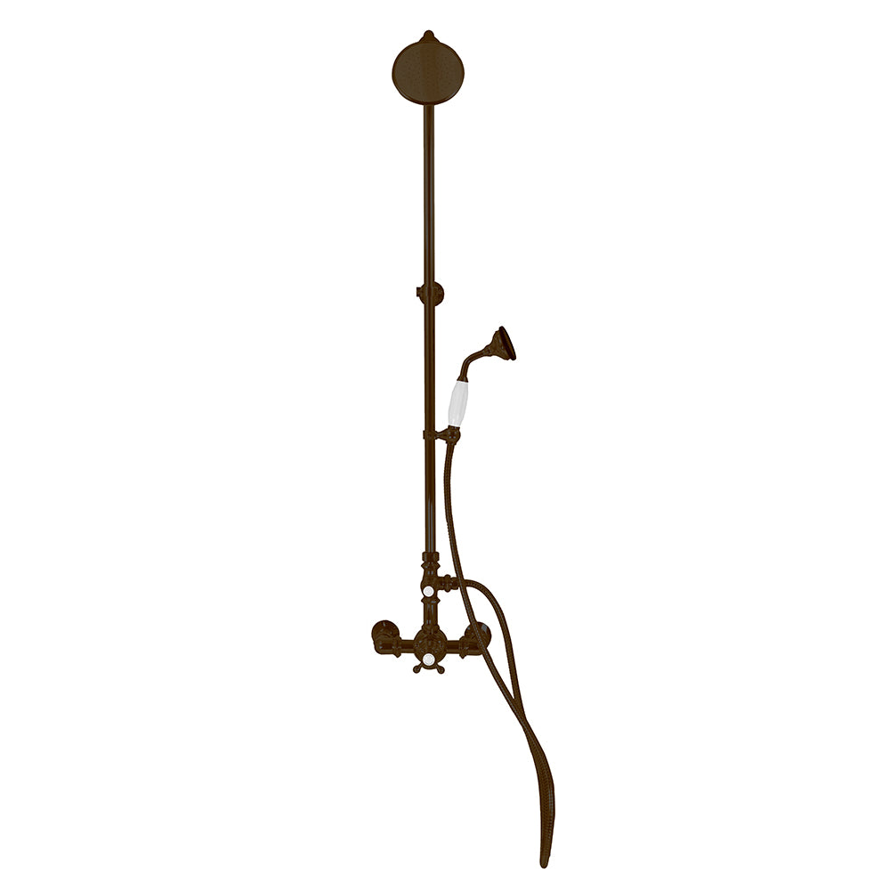 Exposed Thermostatic Shower System Wall Mounted with 1.75GPM Handshower and Lever/Cross Handles