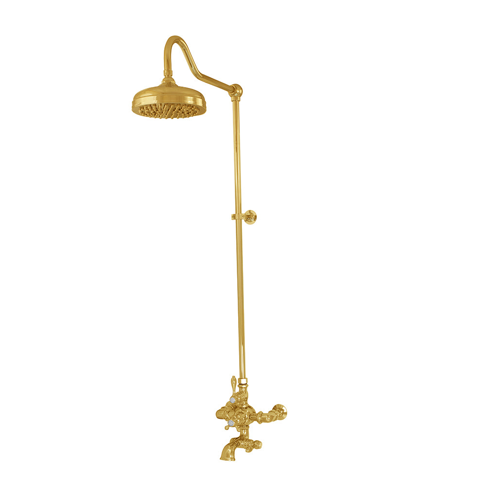 Exposed Thermostatic Shower System Wall Mounted with 1.75 GPM Spout Lever/Cross Handles