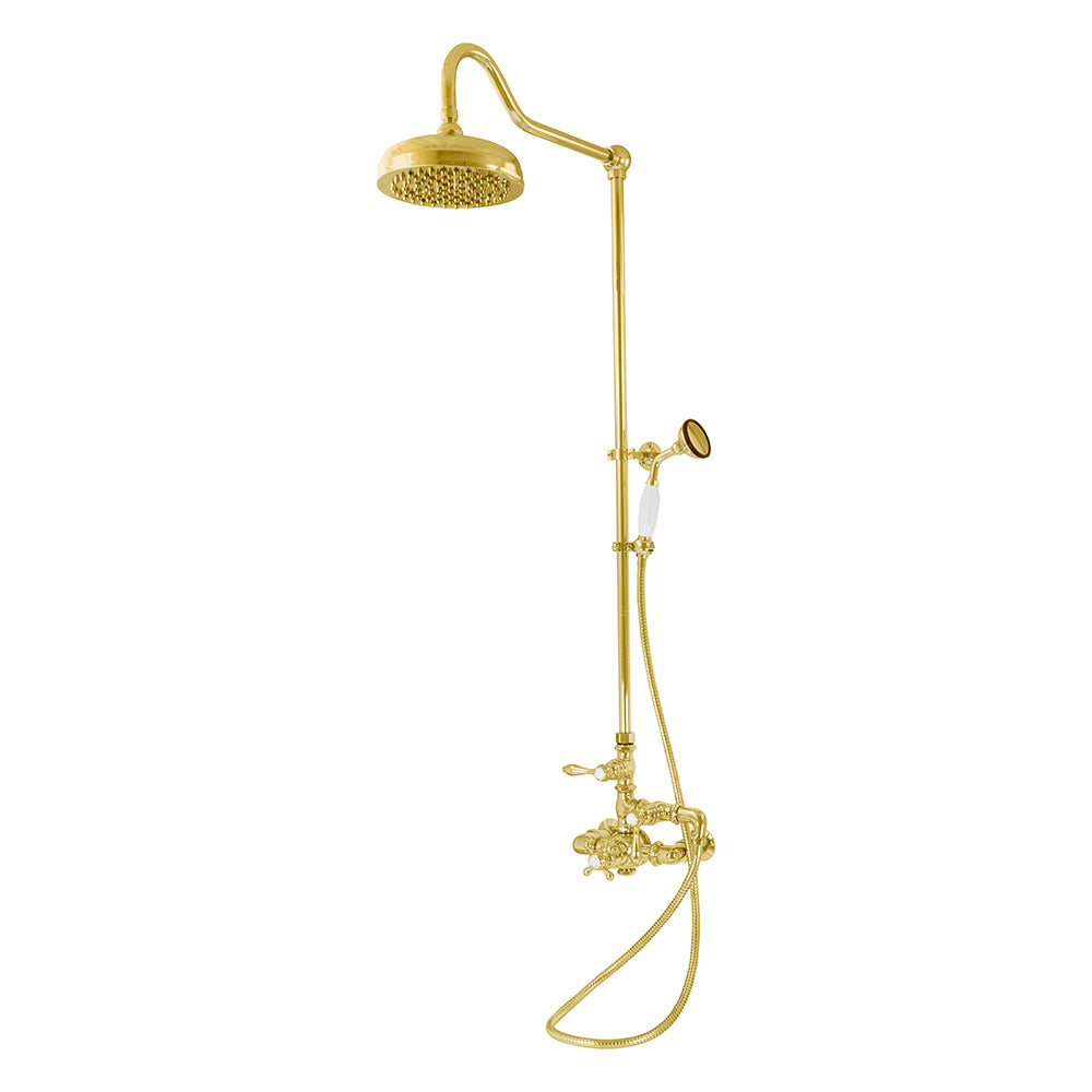 Exposed Thermostatic Shower System Wall Mounted with 1.75 GPM Handshower and Lever Handles