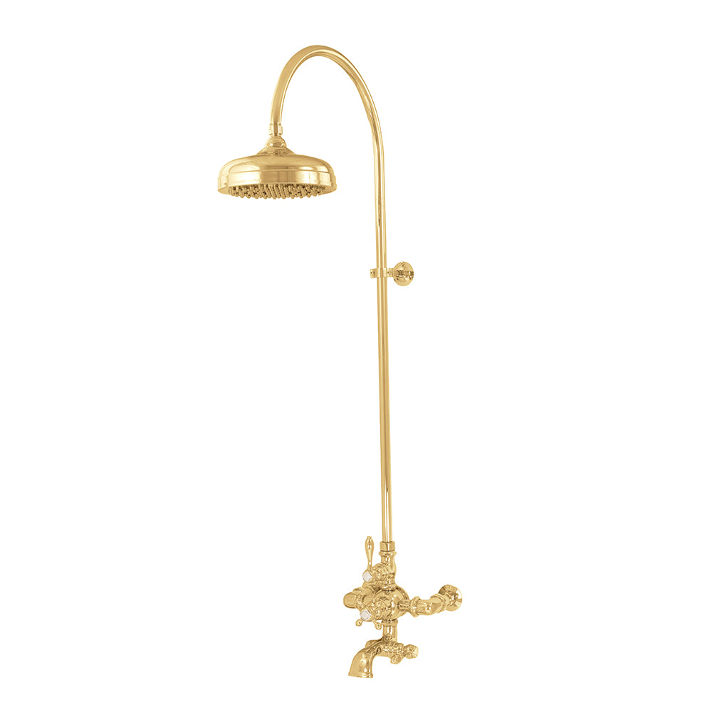 Exposed Thermostatic Shower System Wall Mounted with 1.75 GPM Lever/Cross Handles