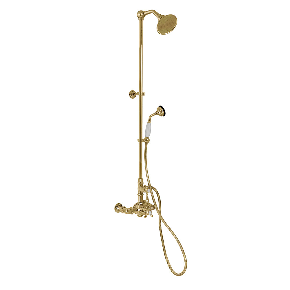 Exposed Thermostatic Shower System Wall Mounted with 1.75GPM Handshower and Lever/Cross Handles