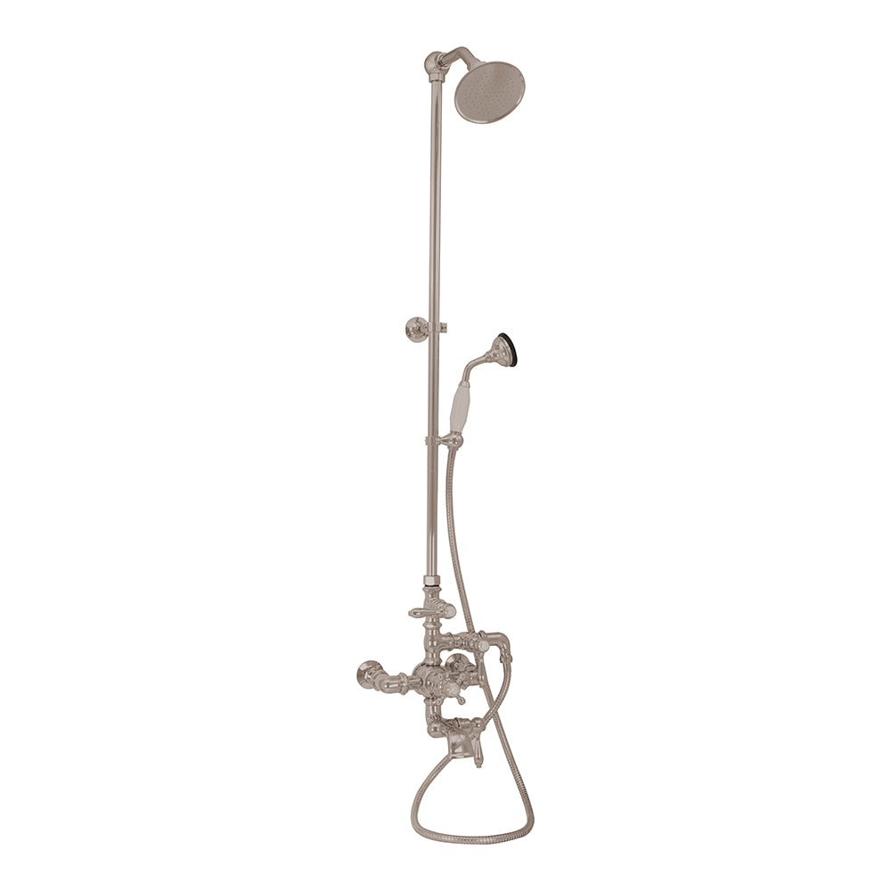 Exposed Thermostatic Shower System 64 1/2" Wall Mounted with 1.75 GPM Handshower and Lever/Cross Handles