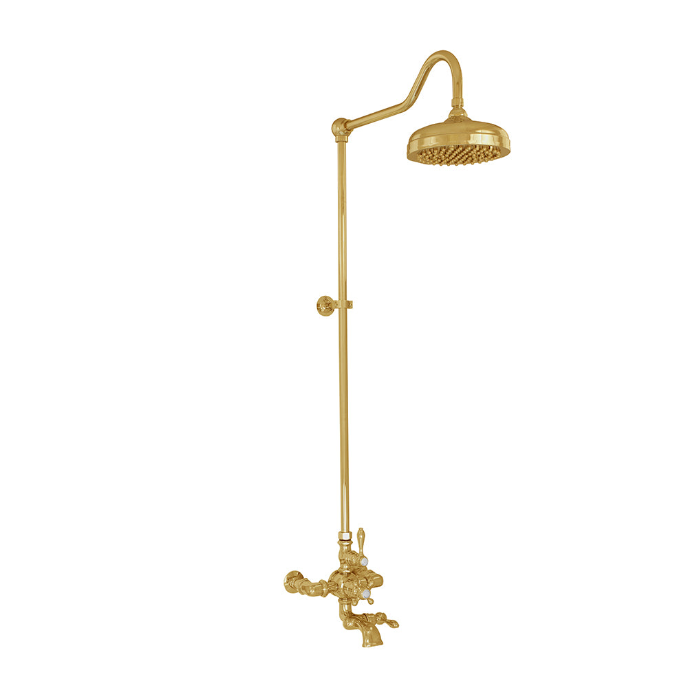 Exposed Thermostatic Shower System Wall Mounted with 1.75 GPM Spout Lever/Cross Handles