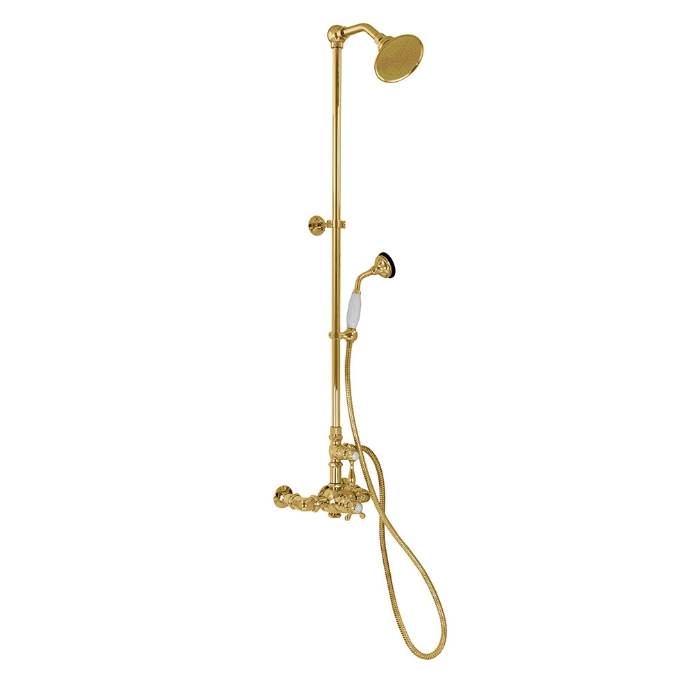 Exposed Thermostatic Shower System Wall Mounted with 1.75GPM Handshower and Lever/Cross Handles
