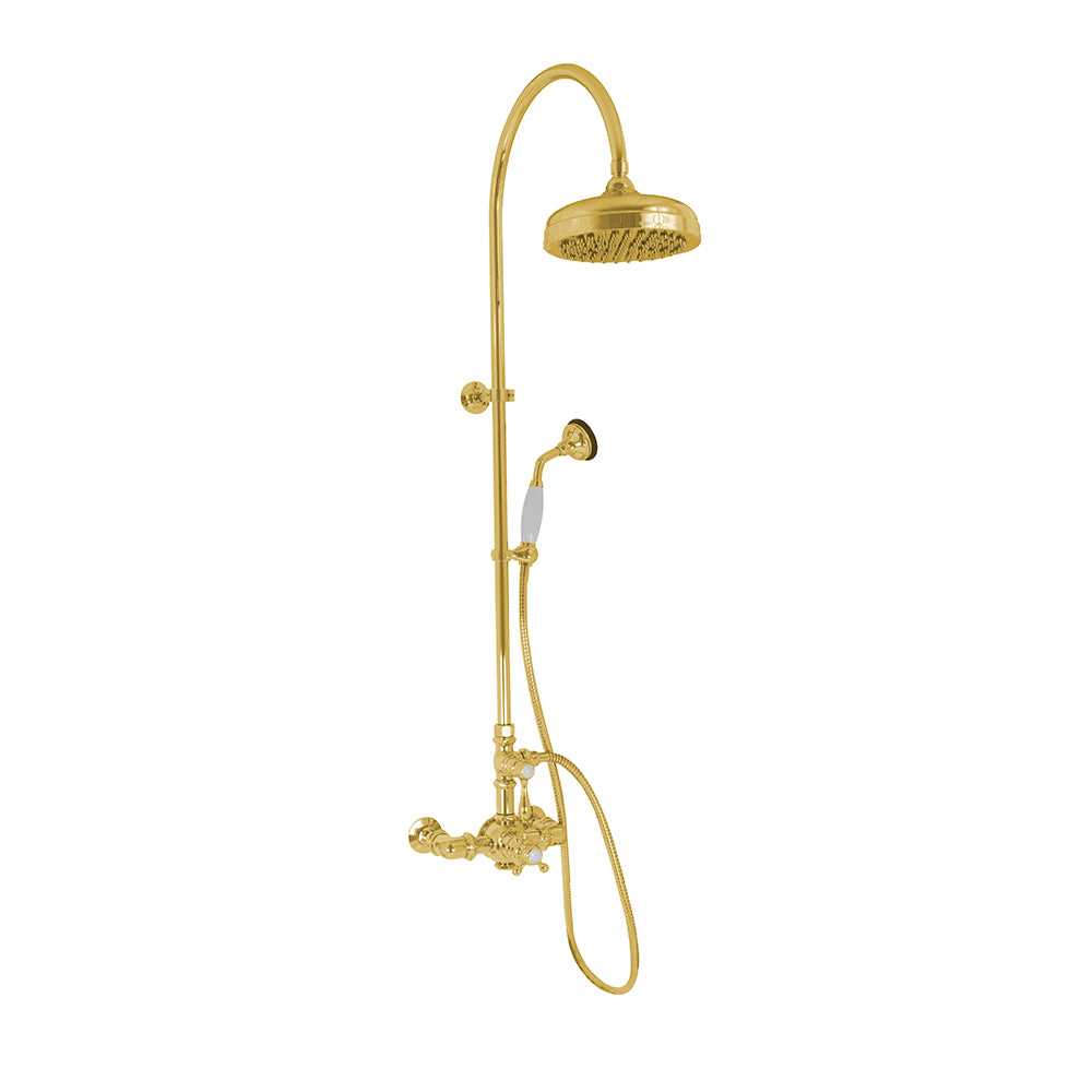Exposed Thermostatic Shower System Wall Mounted with 1.75GPM Handshower and Lever/Cross Handles