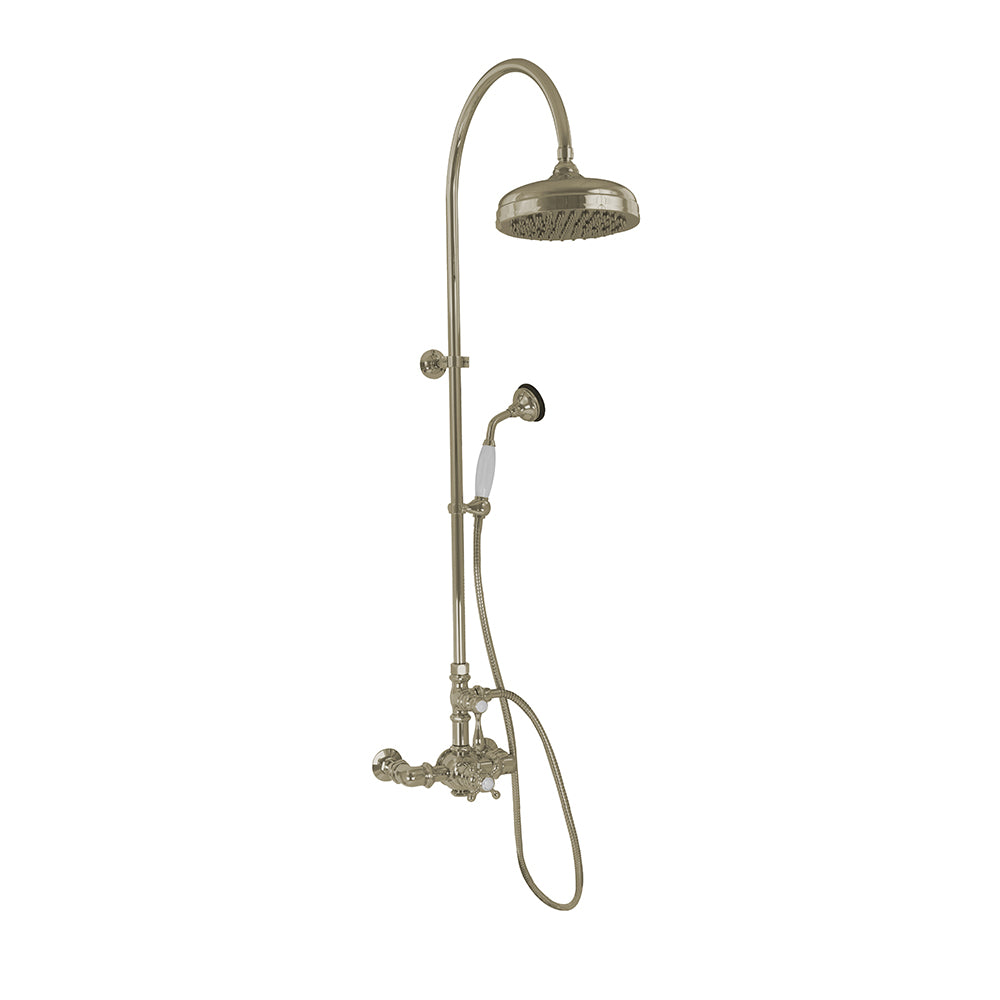 Exposed Thermostatic Shower System Wall Mounted with 1.75GPM Handshower and Lever/Cross Handles