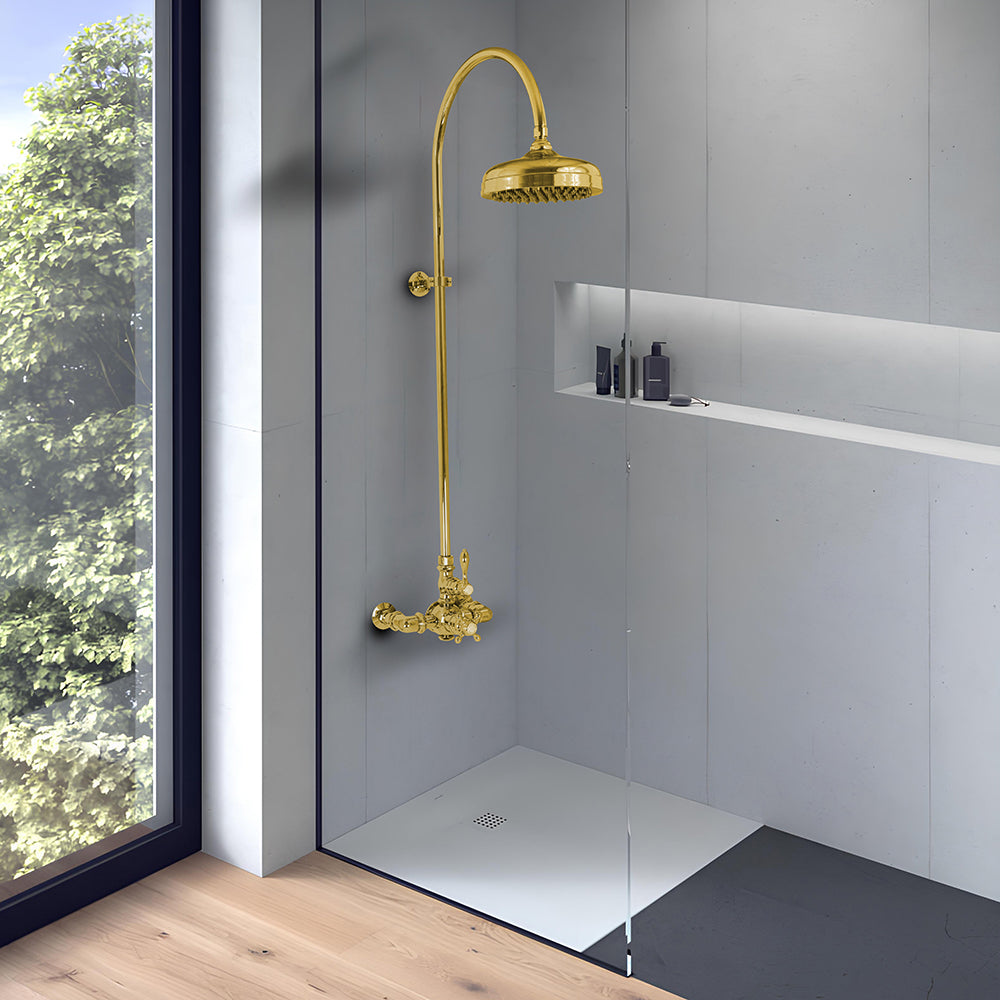 P1087 Exposed Thermostatic Shower System Wall Mounted with 1.75 GPM Lever/Cross Handles