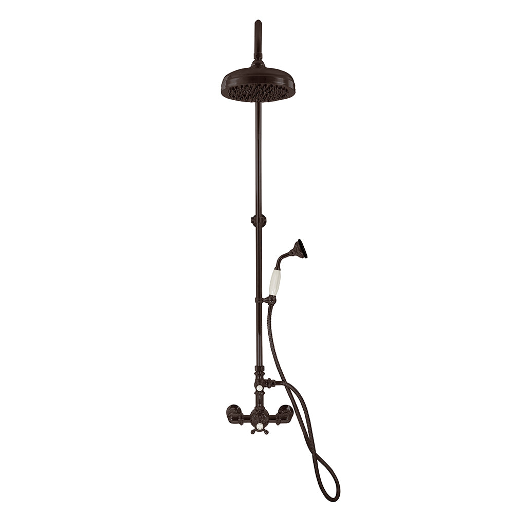 Strom Living Exposed Thermostatic Shower System Wall Mounted with 1.75 GPM Handshower and Lever/Cross Handles