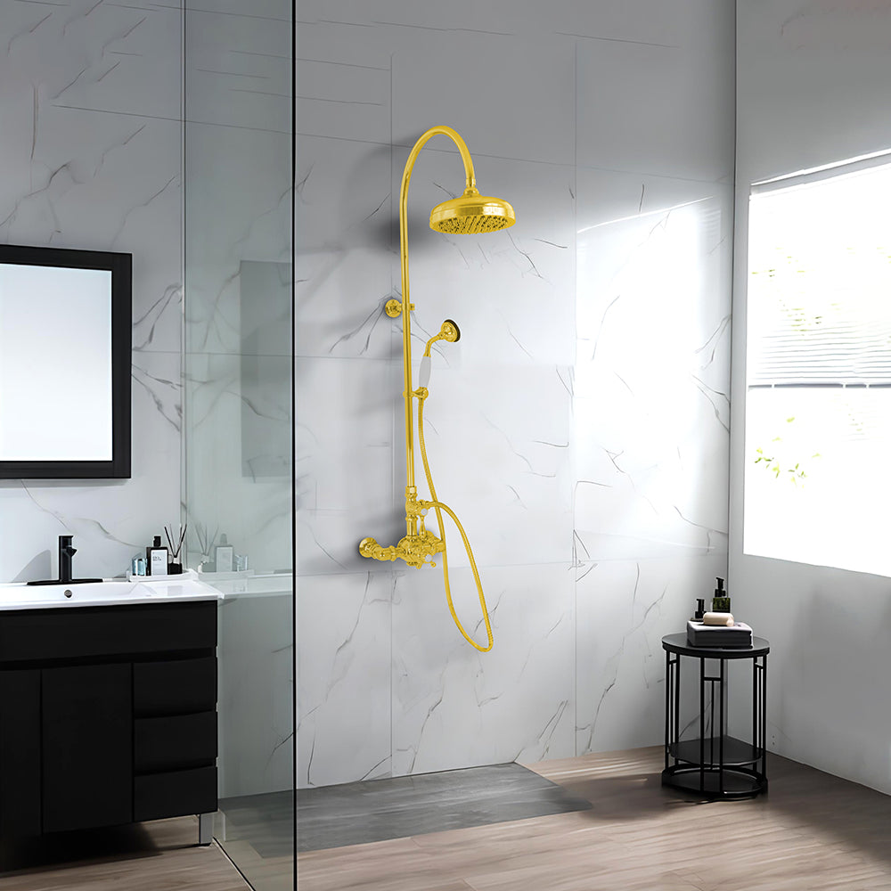 Exposed Thermostatic Shower System Wall Mounted with 1.75GPM Handshower and Lever/Cross Handles