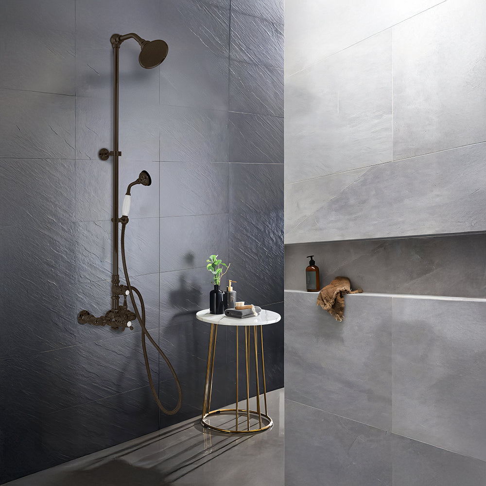 Exposed Thermostatic Shower System Wall Mounted with 1.75GPM Handshower and Lever/Cross Handles