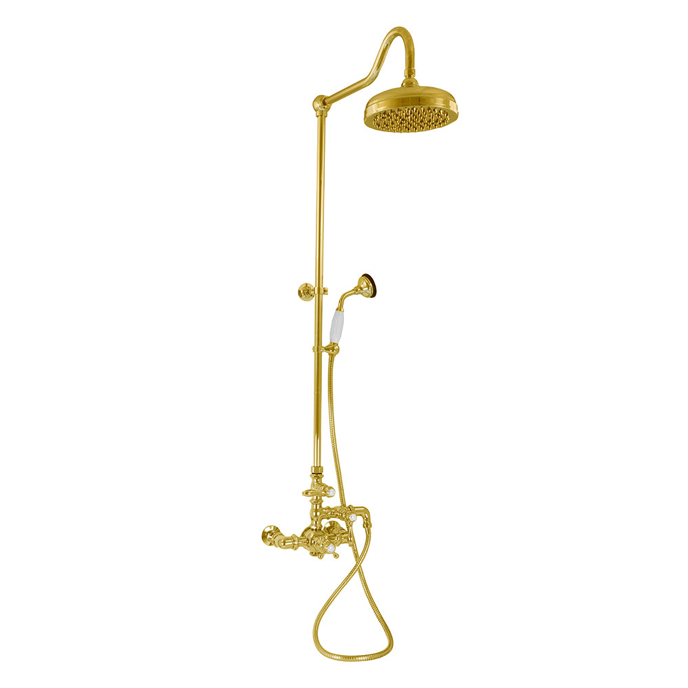 Exposed Thermostatic Shower System Wall Mounted with 1.75 GPM Handshower and Lever Handles