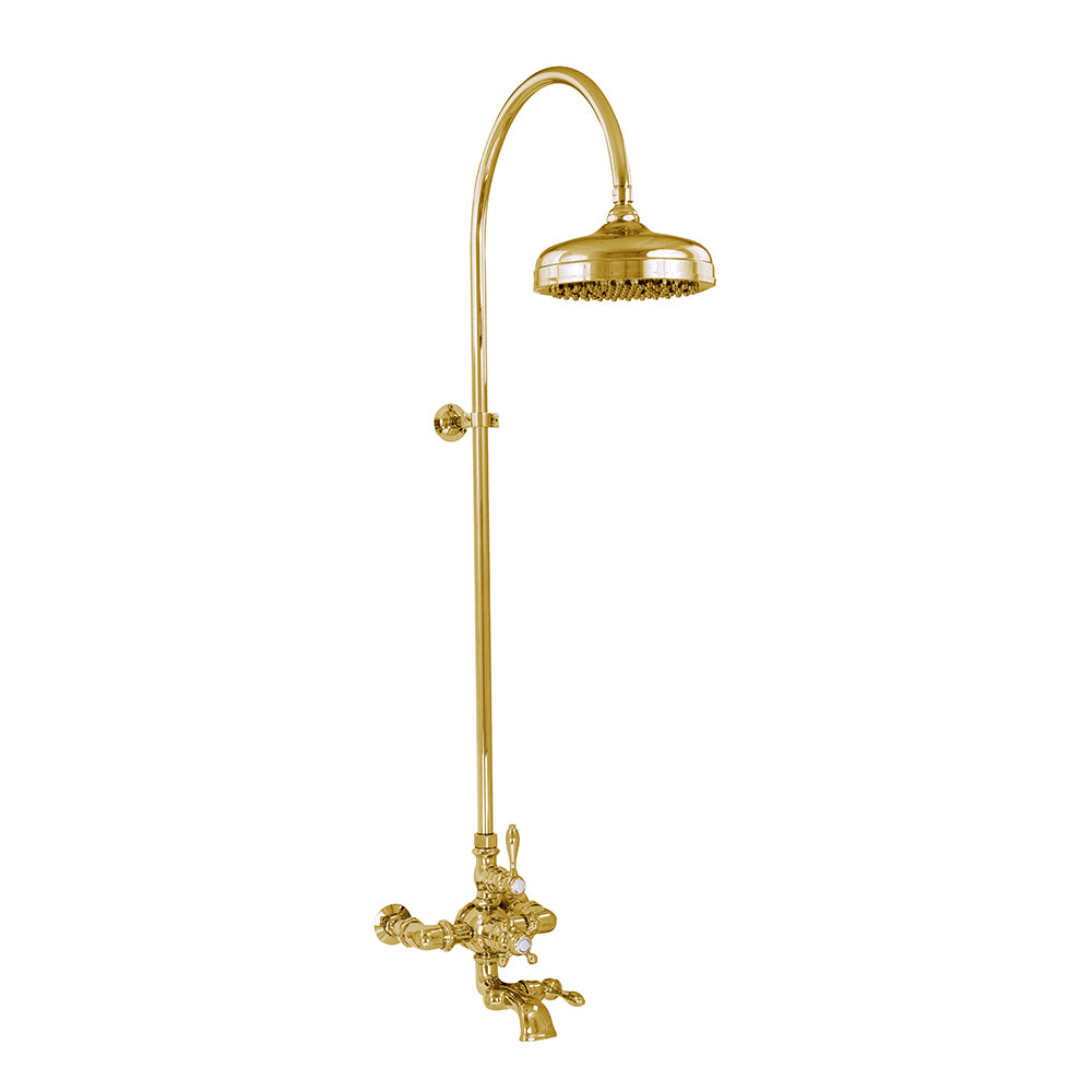 Exposed Thermostatic Shower System Wall Mounted with 1.75 GPM Lever/Cross Handles