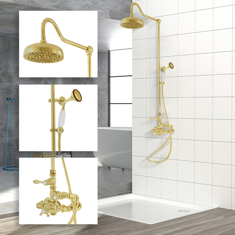 Exposed Thermostatic Shower System Wall Mounted with 1.75 GPM Handshower and Lever Handles