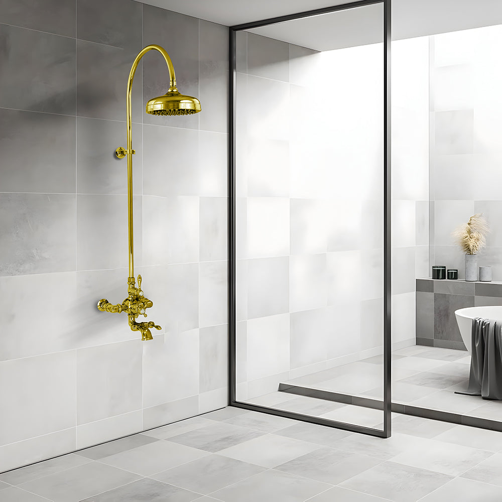 Exposed Thermostatic Shower System Wall Mounted with 1.75 GPM Lever/Cross Handles