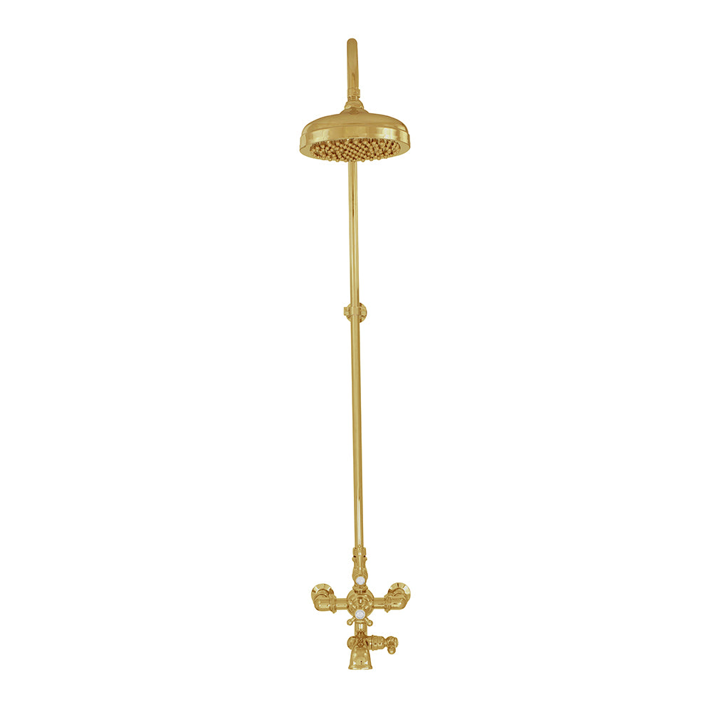 Exposed Thermostatic Shower System Wall Mounted with 1.75 GPM Spout Lever/Cross Handles
