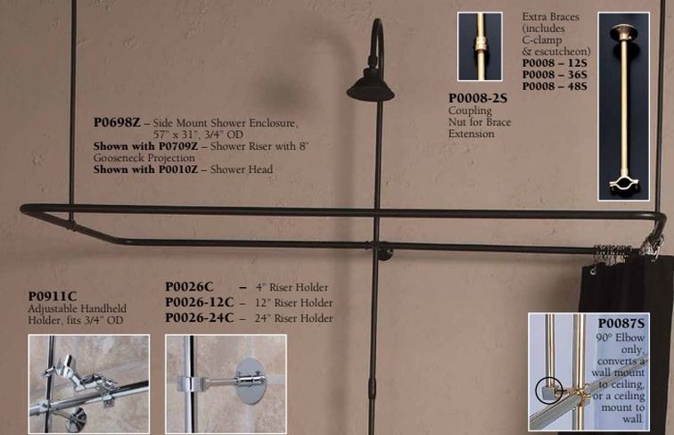 Strom Living Fittings/Fasteners with 4" Shower Riser Holder and Brace