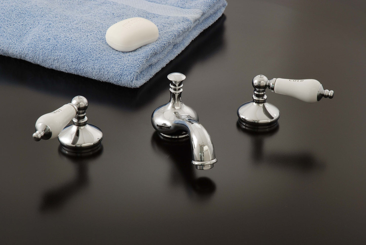 Strom Living Sacramento Widespread Lavatory Faucet with Pop-Up Drain and 4" Lever Handles Pair