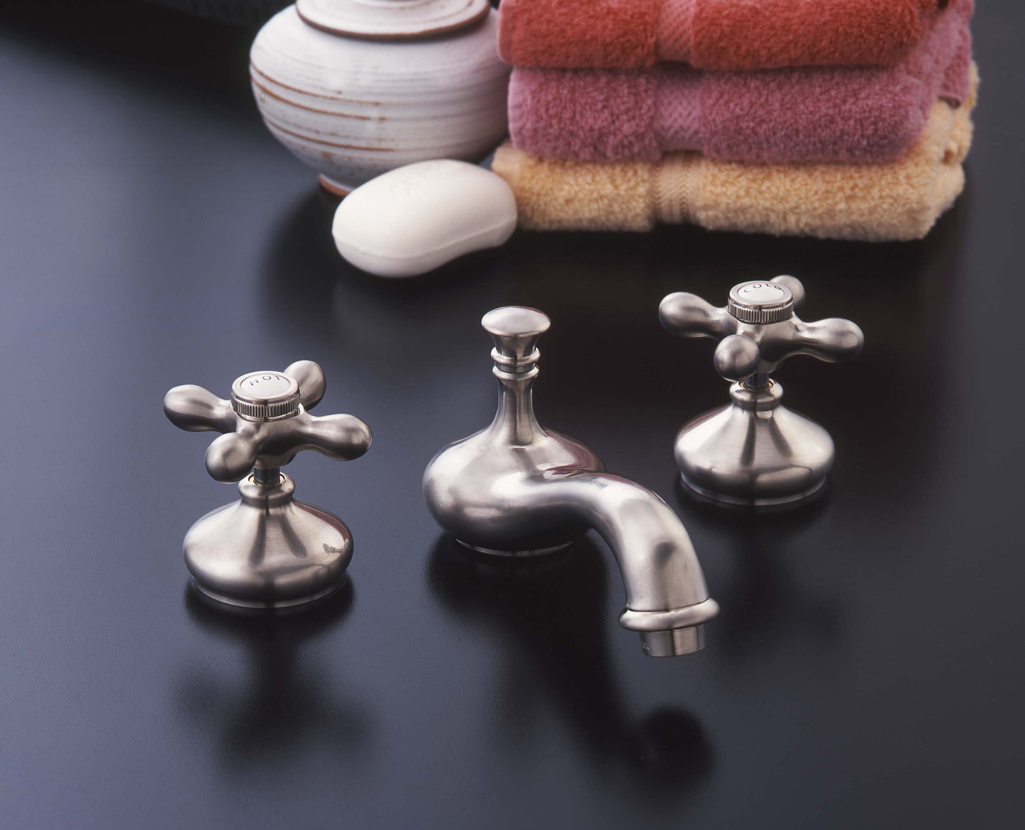 Strom Living Sacramento Sink Faucet with Cross Handles, 5" Spout Extension and Valves