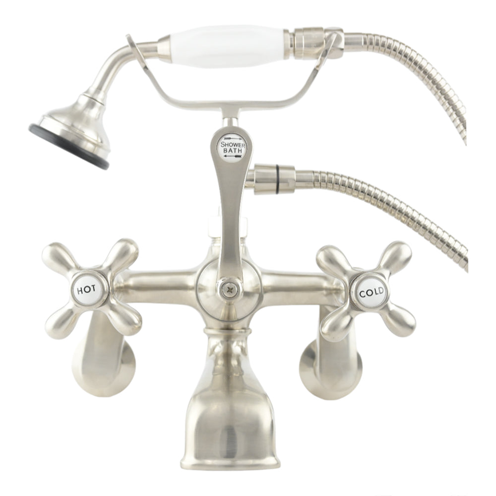 Strom Living British Telephone Faucet with Porcelain Handheld Shower and Tub Mounted