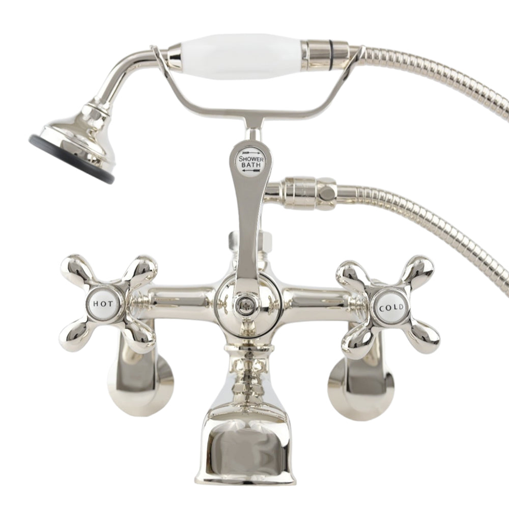 Strom Living British Telephone Faucet with Porcelain Handheld Shower and Tub Mounted