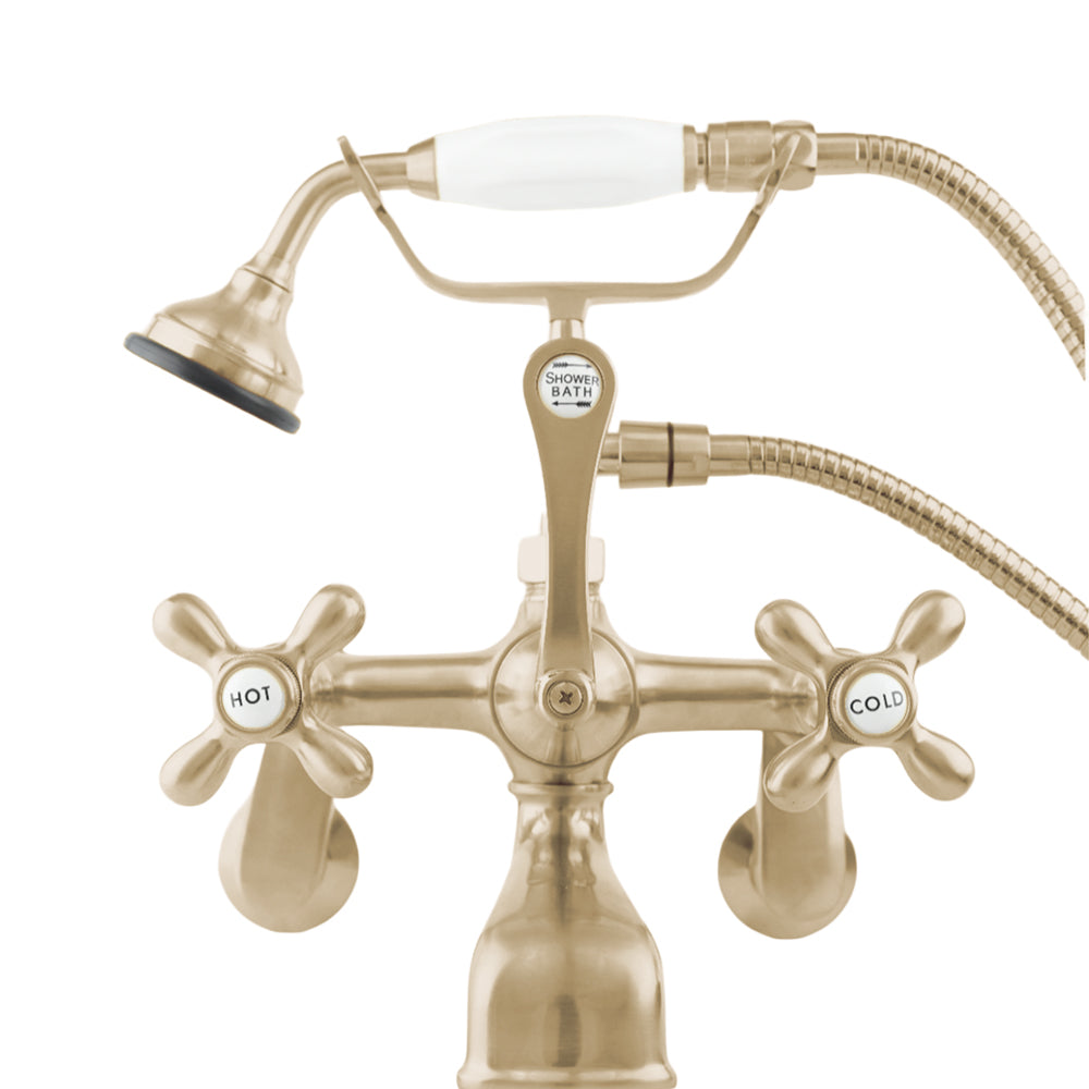Strom Living British Telephone Faucet with Porcelain Handheld Shower and Tub Mounted