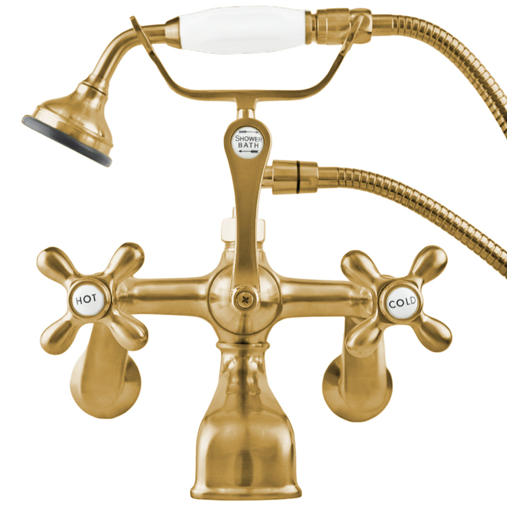 Strom Living British Telephone Faucet with Porcelain Handheld Shower and Tub Mounted