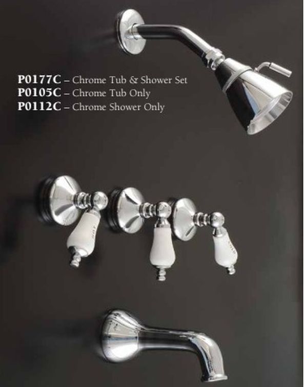 Strom Living Sacramento Wall Shower Set With Handle Lever for Hot/Cold, Solid Brass Construction, and Spout