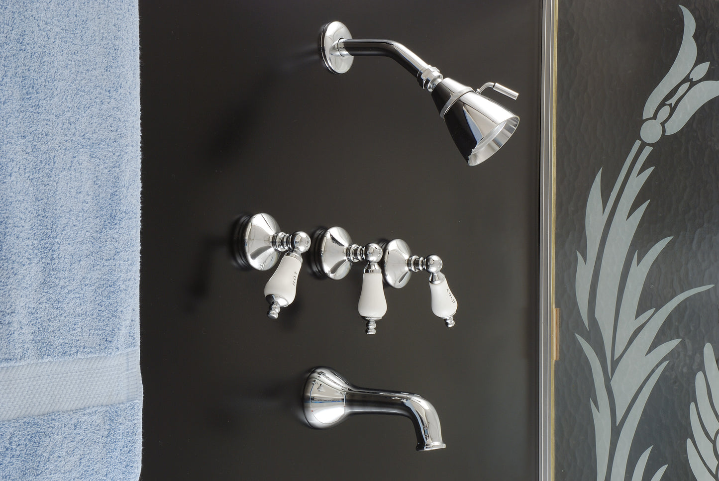 Strom Living Sacramento Wall Shower Set With Cross Handle /9" Centers and 2.5" Shower Nipple