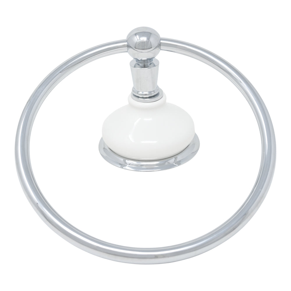 The Columbia Porcelain Wall Mount Towel Holder Ring with Solid Brass and Mounting Hardware