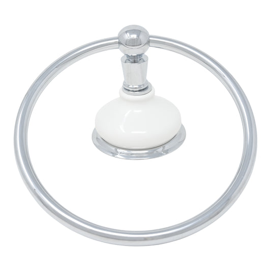 The Columbia Porcelain Wall Mount Towel Holder Ring with Solid Brass and Mounting Hardware