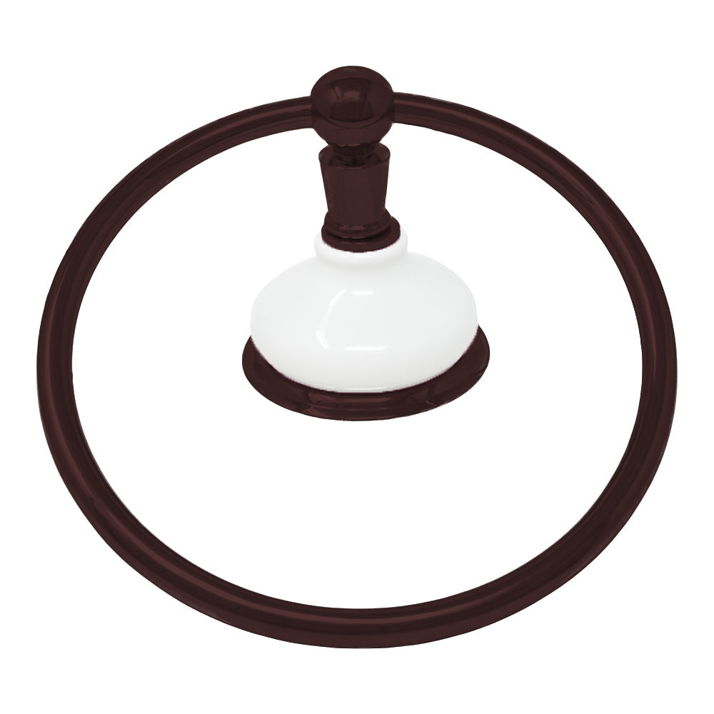 The Columbia Porcelain Wall Mount Towel Holder Ring with Solid Brass and Mounting Hardware