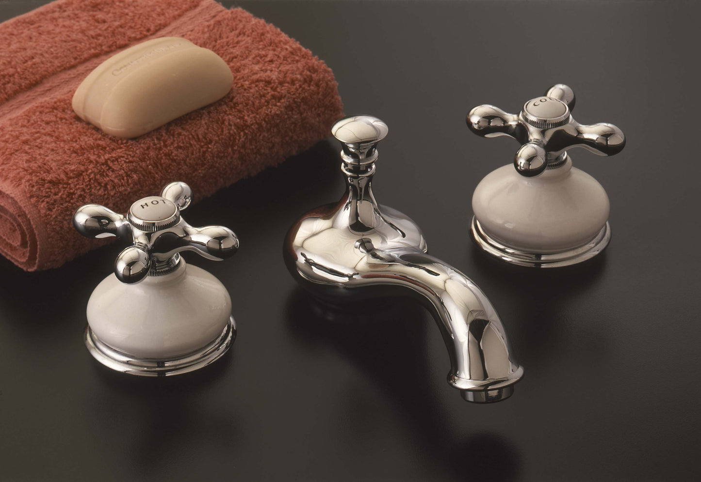 Strom Living P0188X Sacramento Widespread Lavatory Faucet with Porcelain Trim and Cross Handles