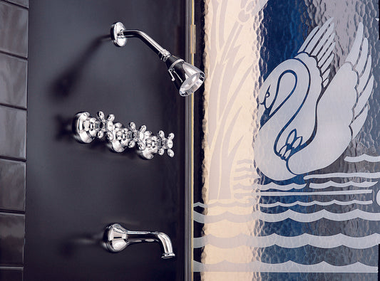 Strom Living Sacramento Rhine Tub & Wall Shower Set With Cross Handle /9" Centers and Spout