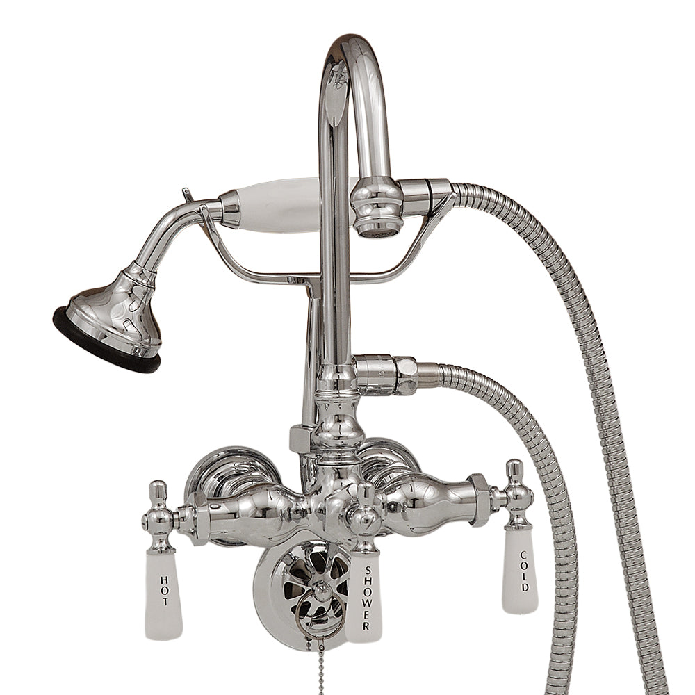 Strom Living Tub Faucet with Handheld Shower and Diverter Handle and Gooseneck Spout