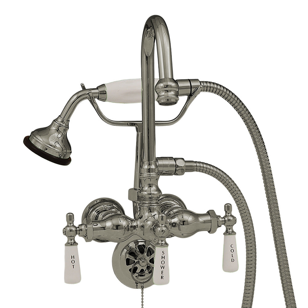 Strom Living Tub Faucet with Handheld Shower and Diverter Handle and Gooseneck Spout