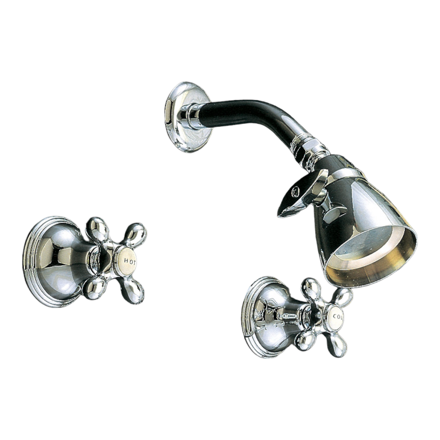 Strom Living St. Lawrence Wall Shower Set With Cross Handle, 8" Center, 2" Shower Nipple and 3 Way Tee