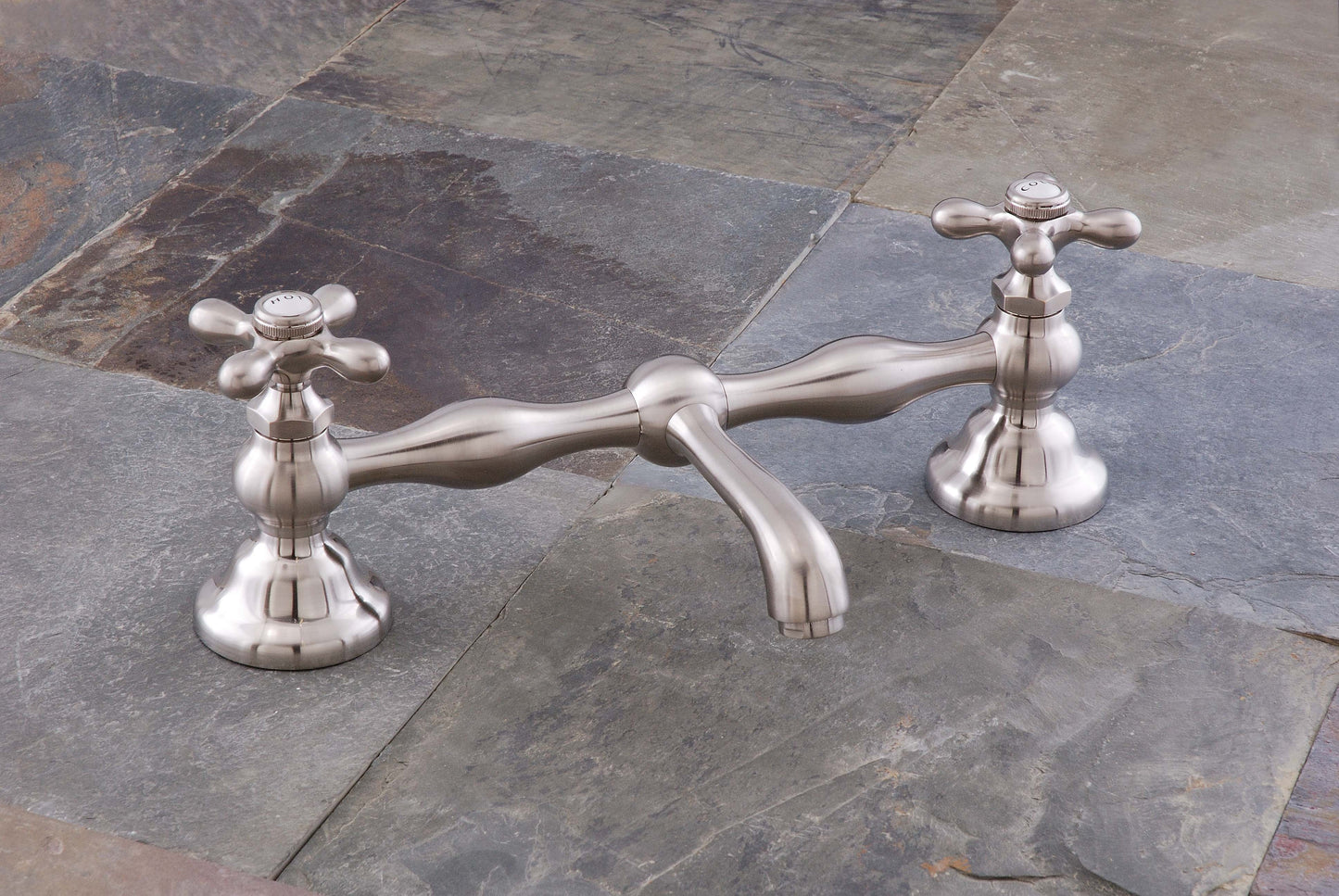 Strom Living P0549-8 Columbia Bridge Lavatory Faucet with Straight Spout & Cross Handles
