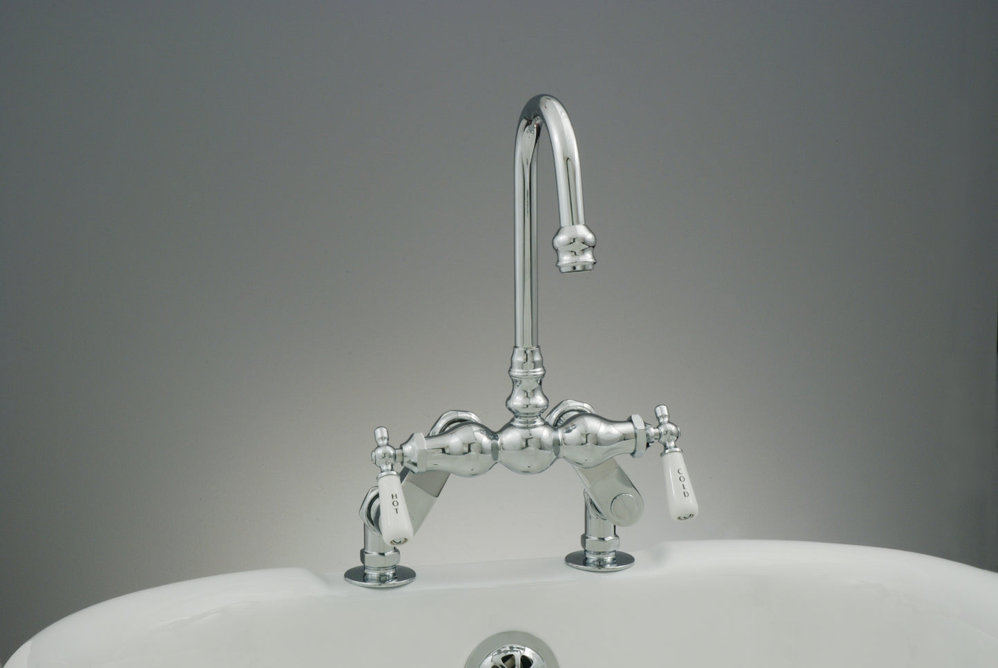 Strom Living Deck Mount Faucet with Porcelain Lever Handles