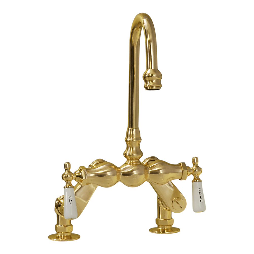 Strom Living Deck Mount Faucet with Porcelain Lever Handles