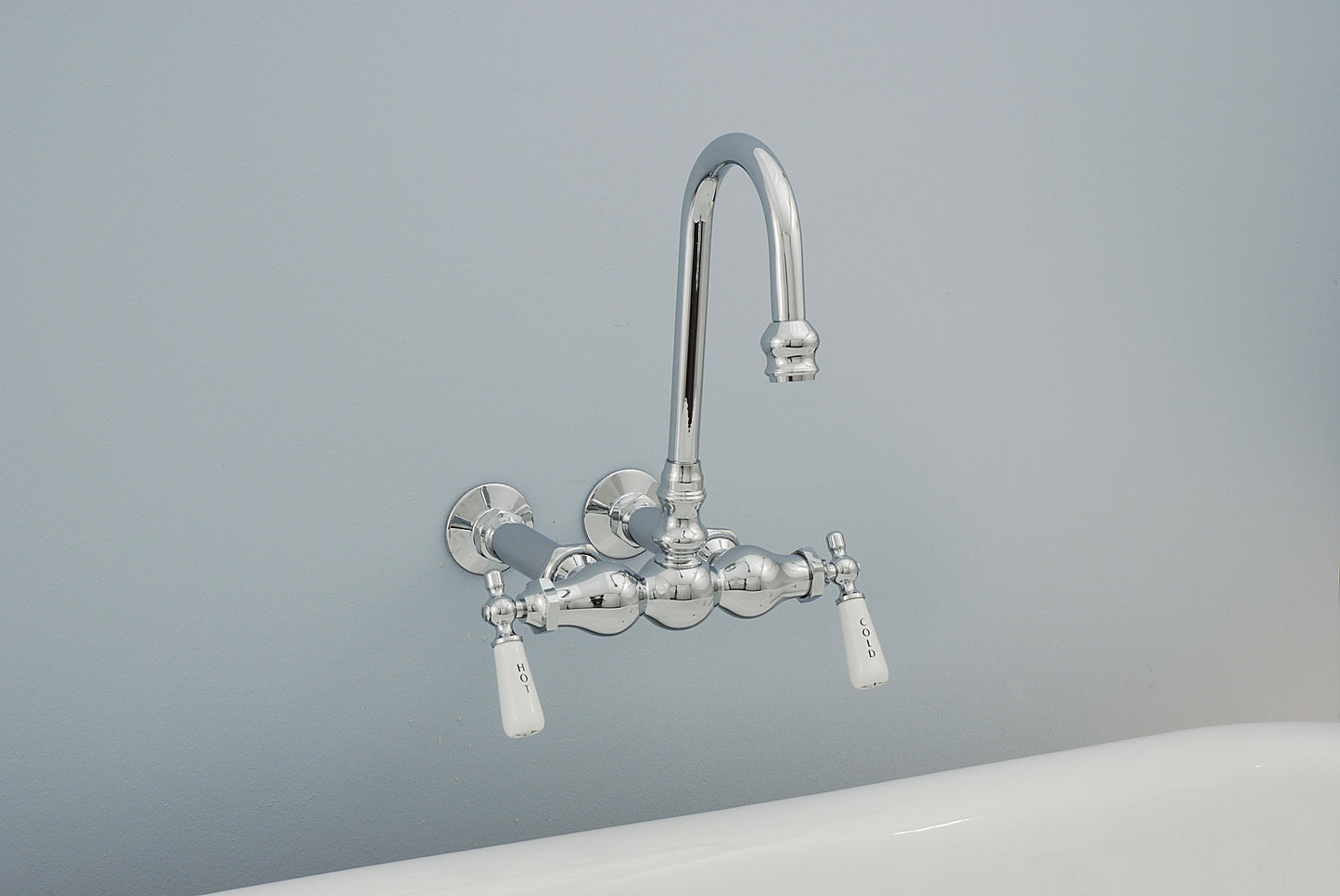 Strom Living Gooseneck Faucet with Porcelain Lever Handles