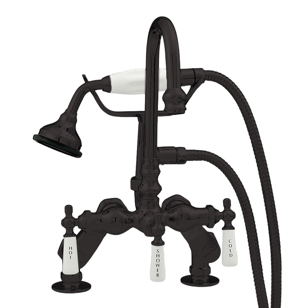 Strom Living Deck Mount Gooseneck Tub Faucet with Handheld Shower