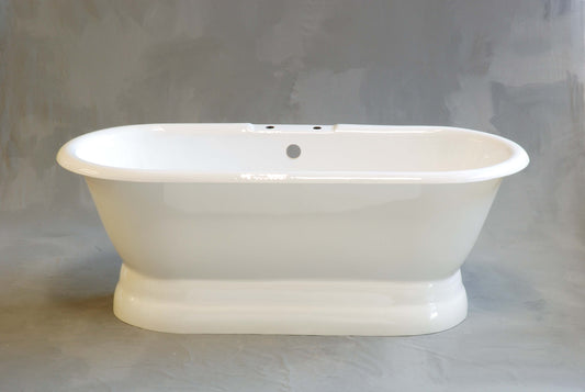 Strom Living Lagoon Cast Iron with 5 1/2' Double Ended Pedestal Tub and 7″ Center to Center Deck Mount Faucet Holes