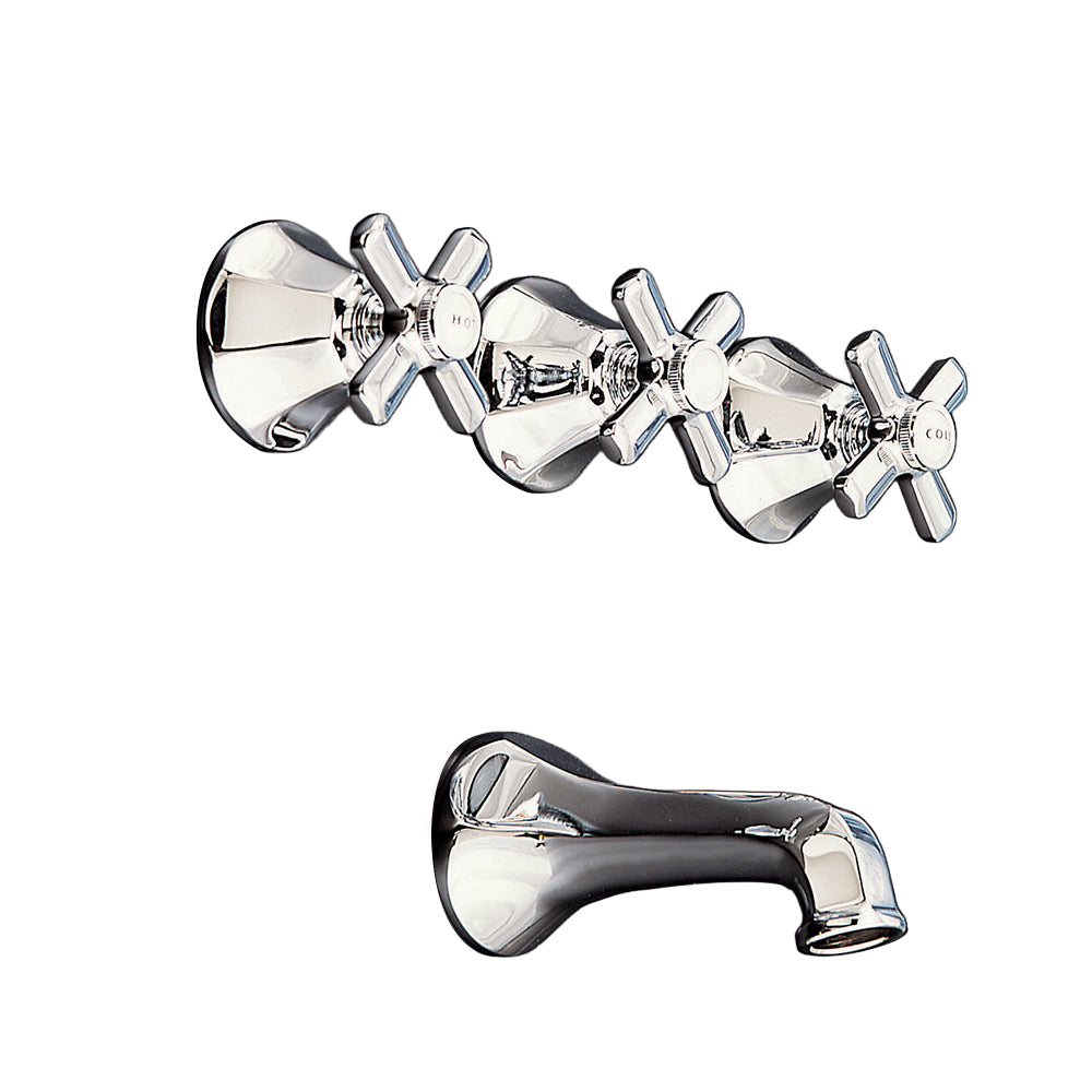 Strom Living Mississippi Wall Shower Set With Deco Lever Handles, Escutcheons, and Spout P0807