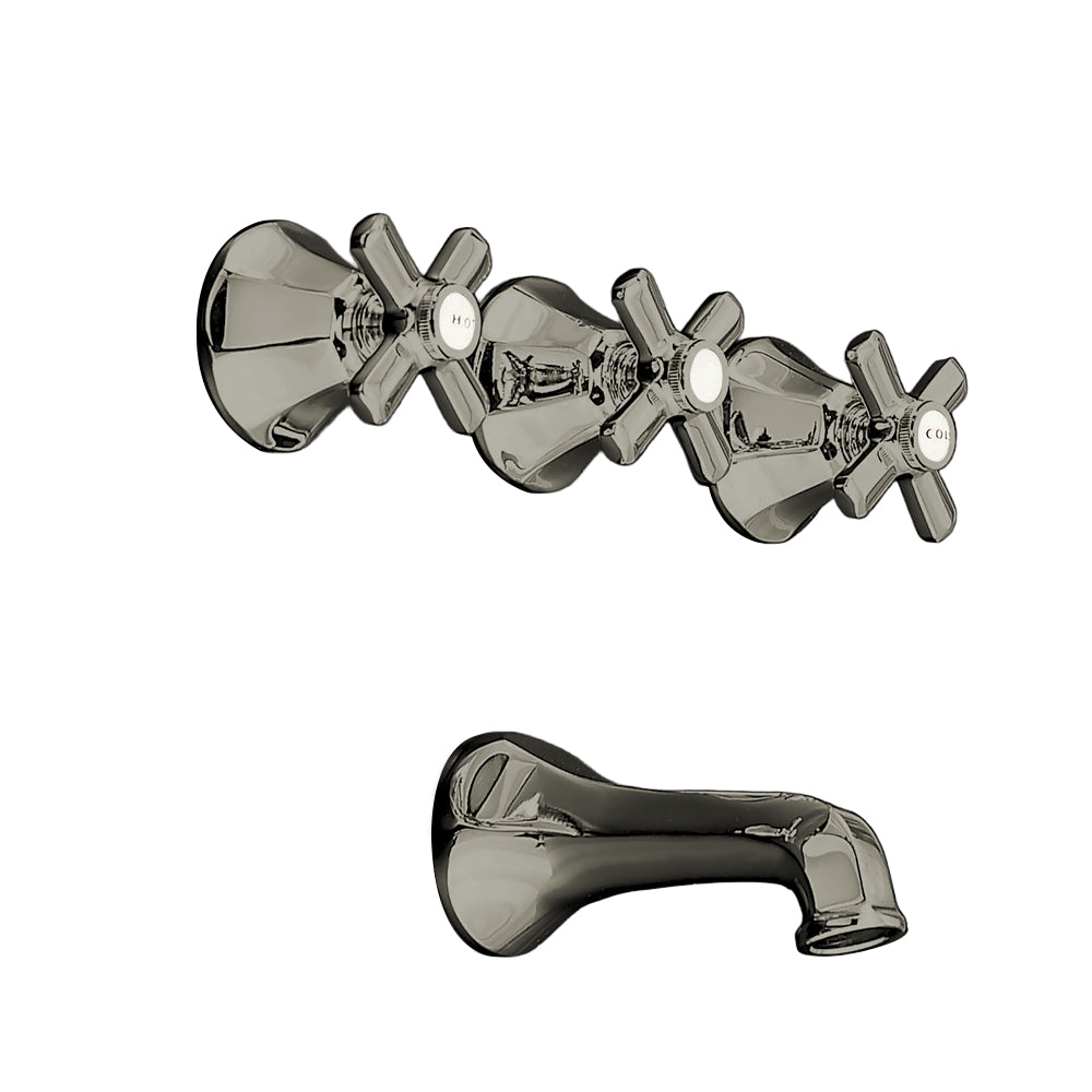 Strom Living Mississippi Wall Shower Set With Deco Lever Handles, Escutcheons, and Spout P0807